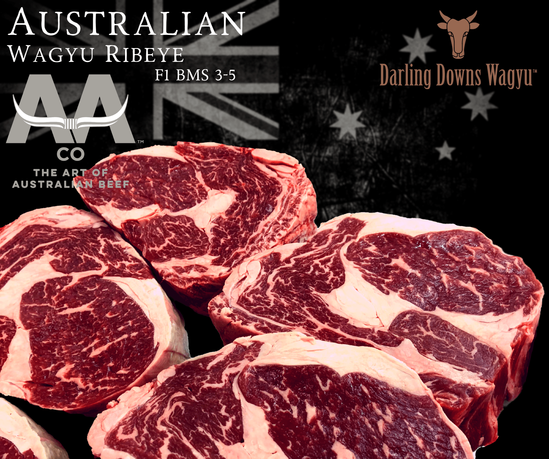 Wagyu Ribeye Steaks F1 Australian John Davidsons