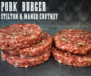 Pork, Stilton and Mango Chutney Burger